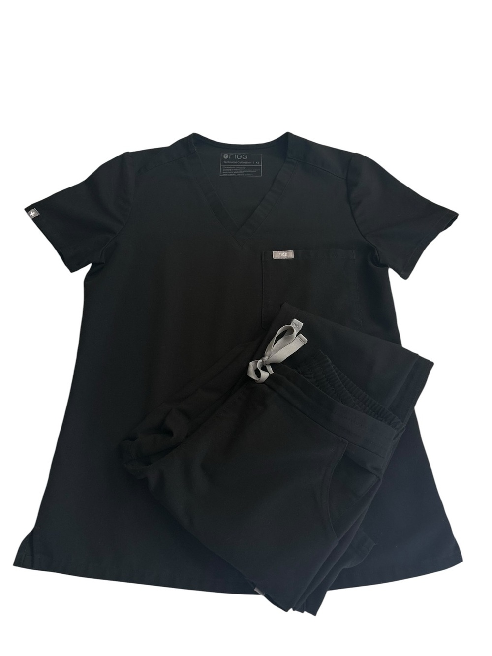 FIGS Black Scrub Set - XS Catarina Top &Yola Skinny Scrub Pants XS/T SEE NOTES